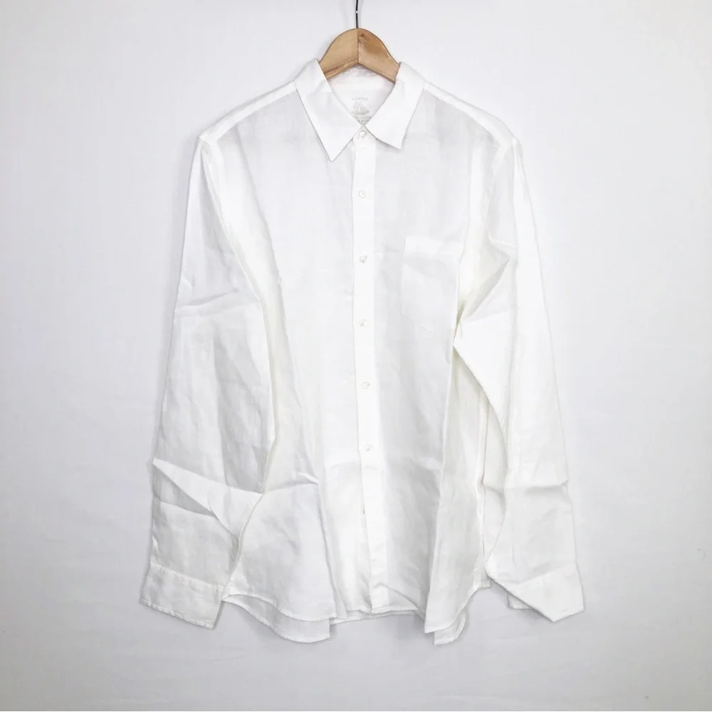 J.Crew white Irish linen, button-down shirt by Baird Mc Nutt
